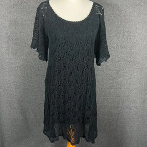 Vintage Betsey Johnson 90 2000 y2k Lace Crochet Goth Flounce Sleeve Dress Punk